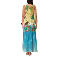 Hawaiian Alohawaii Family Matching Tank Maxi Dress and Hawaiian Shirt Tropical Plants and Animals on The Beach - Polynesian Pride