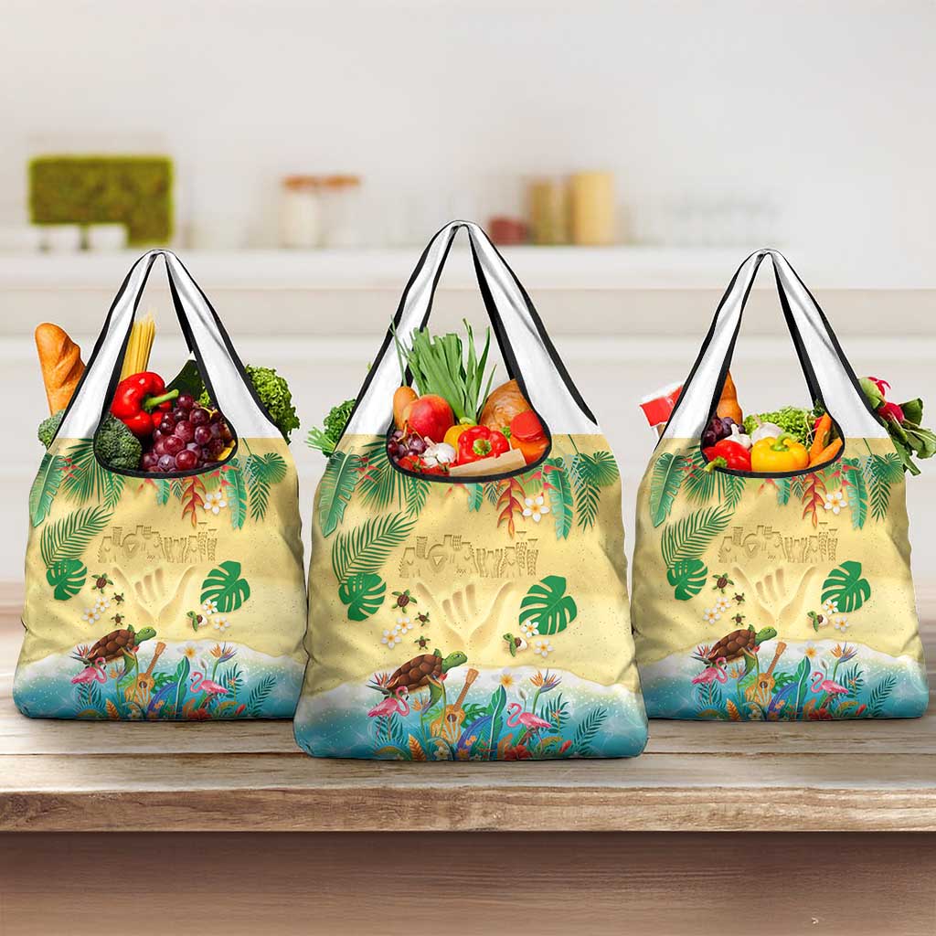 Hawaiian Alohawaii Grocery Bag Tropical Plants and Animals on The Beach - Polynesian Pride