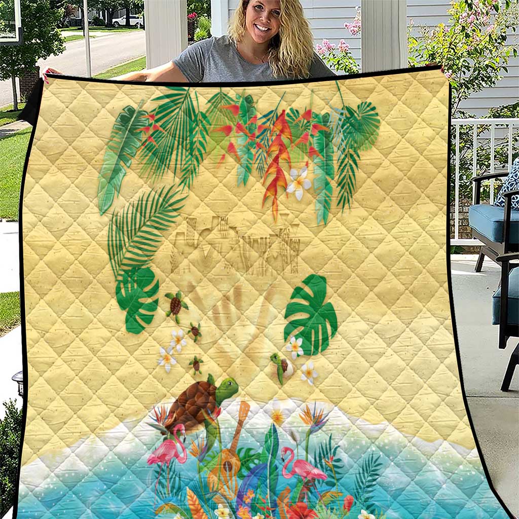 Hawaiian Alohawaii Quilt Tropical Plants and Animals on The Beach LT03 Multicolor - Polynesian Pride