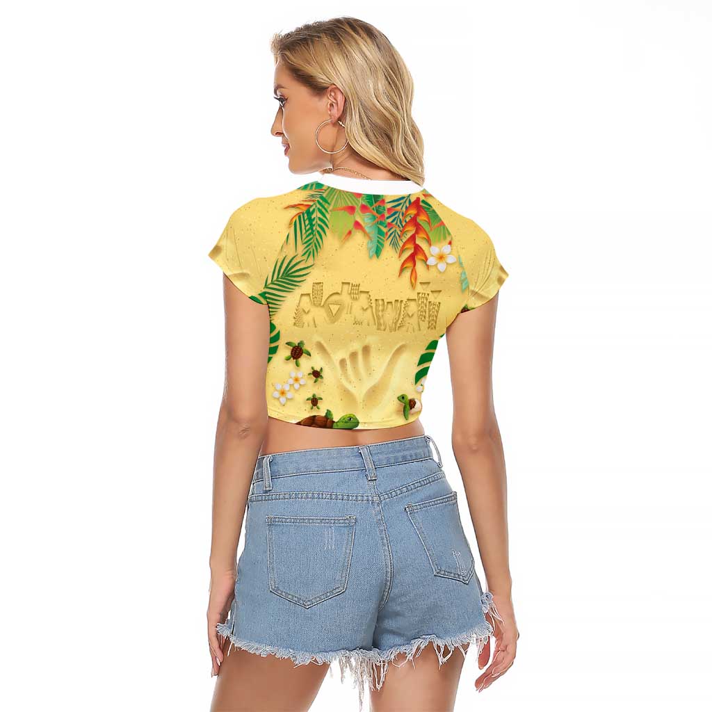 Hawaiian Alohawaii Raglan Cropped T Shirt Tropical Plants and Animals on The Beach LT03 - Polynesian Pride