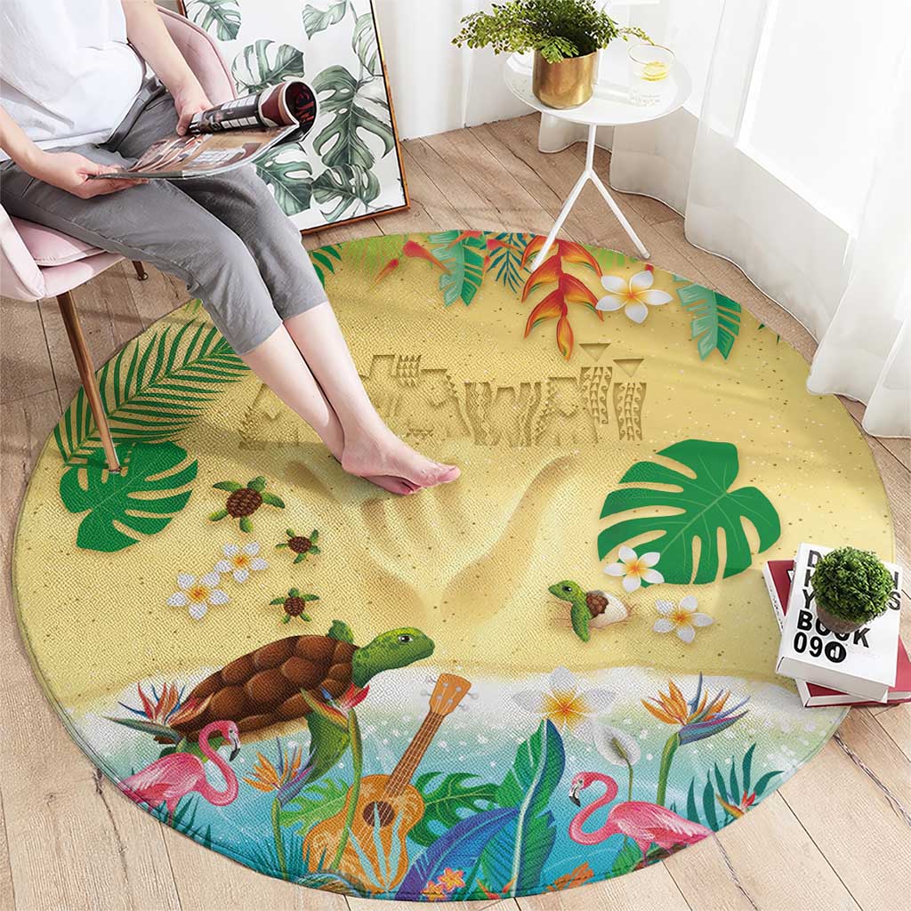 Hawaiian Alohawaii Round Carpet Tropical Plants and Animals on The Beach LT03 - Polynesian Pride