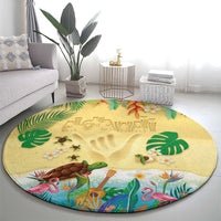 Hawaiian Alohawaii Round Carpet Tropical Plants and Animals on The Beach LT03 - Polynesian Pride