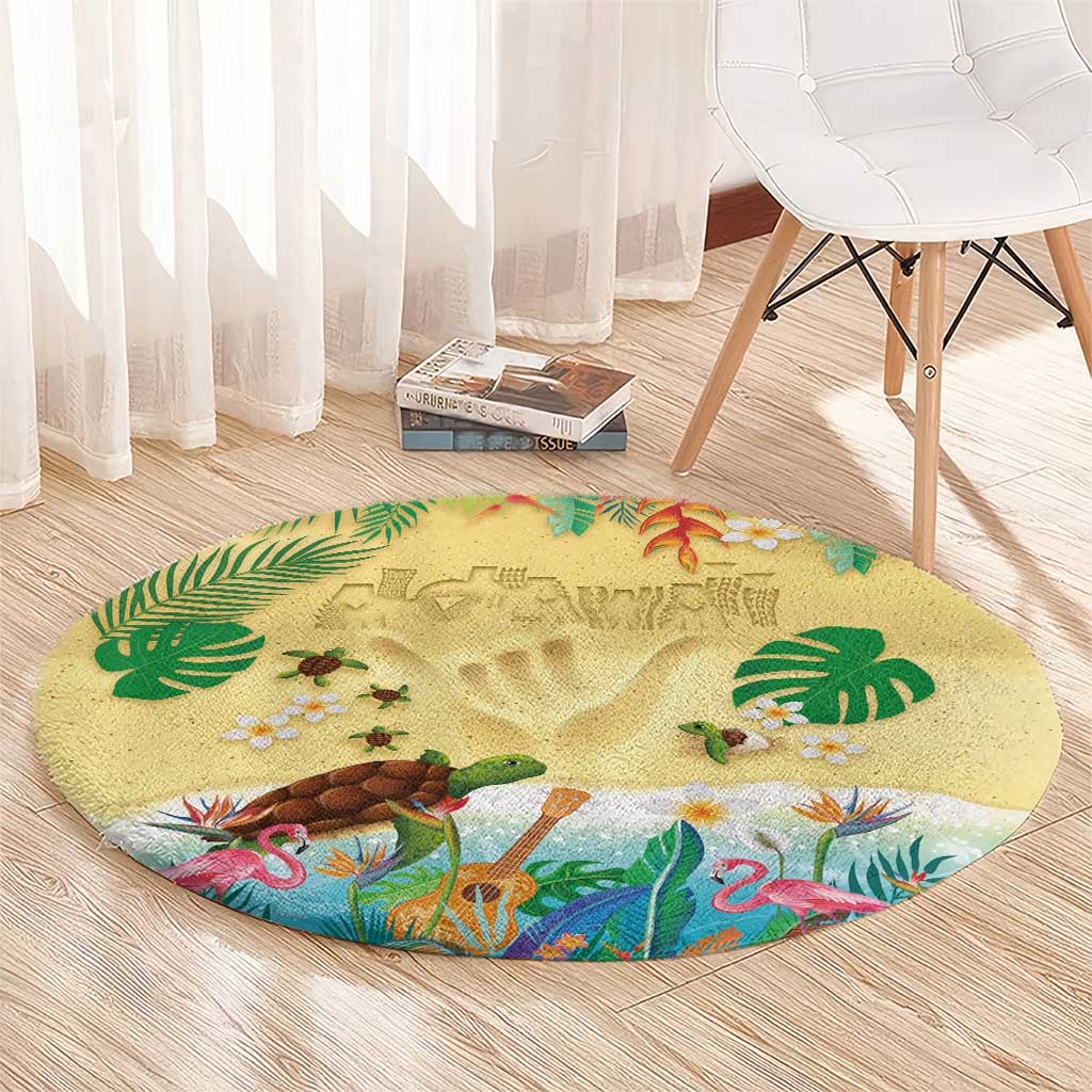 Hawaiian Alohawaii Round Carpet Tropical Plants and Animals on The Beach LT03 - Polynesian Pride
