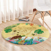 Hawaiian Alohawaii Round Carpet Tropical Plants and Animals on The Beach LT03 - Polynesian Pride