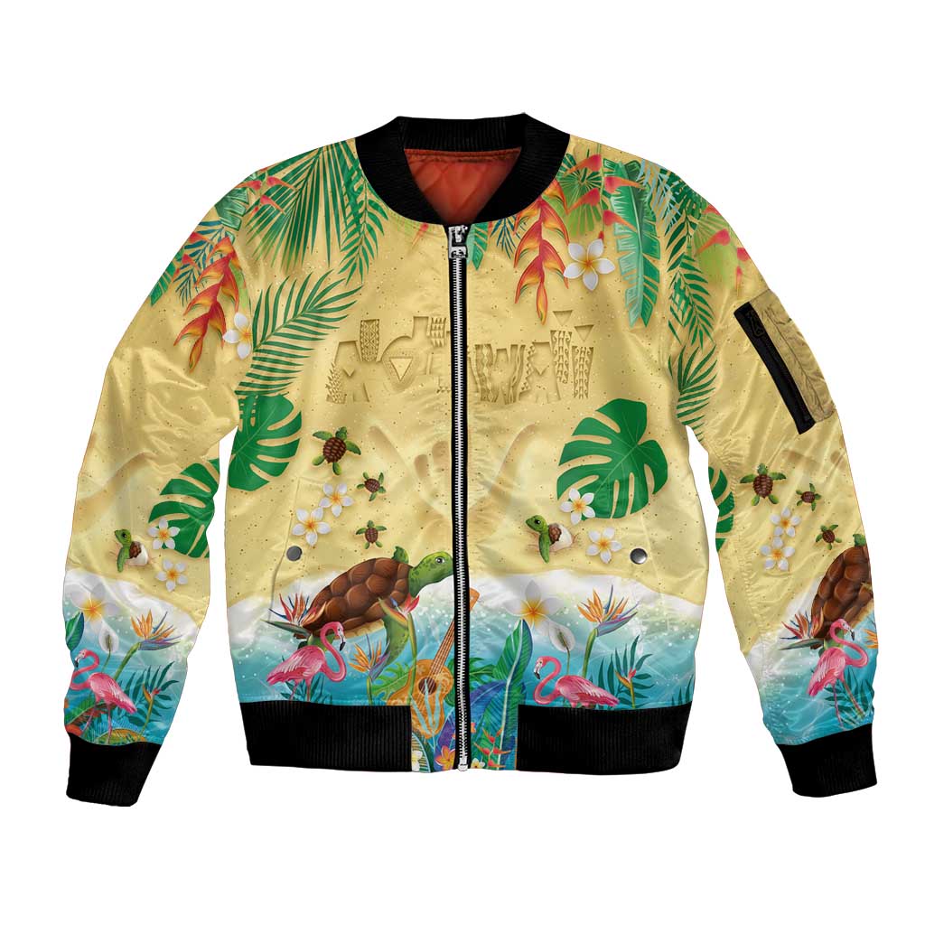 Hawaiian Alohawaii Sleeve Zip Bomber Jacket Tropical Plants and Animals on The Beach LT03 Unisex Multicolor - Polynesian Pride