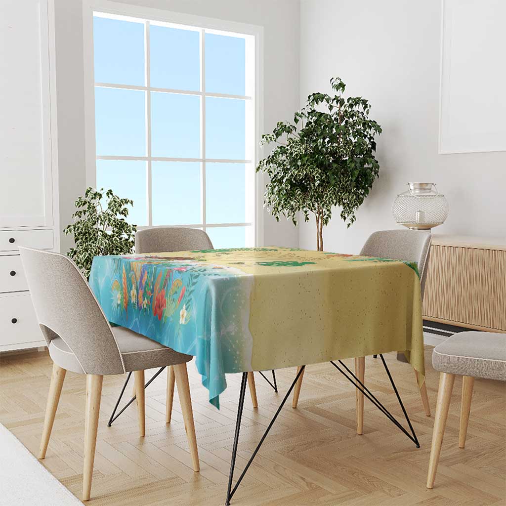 Hawaiian Alohawaii Tablecloth Tropical Plants and Animals on The Beach - Polynesian Pride