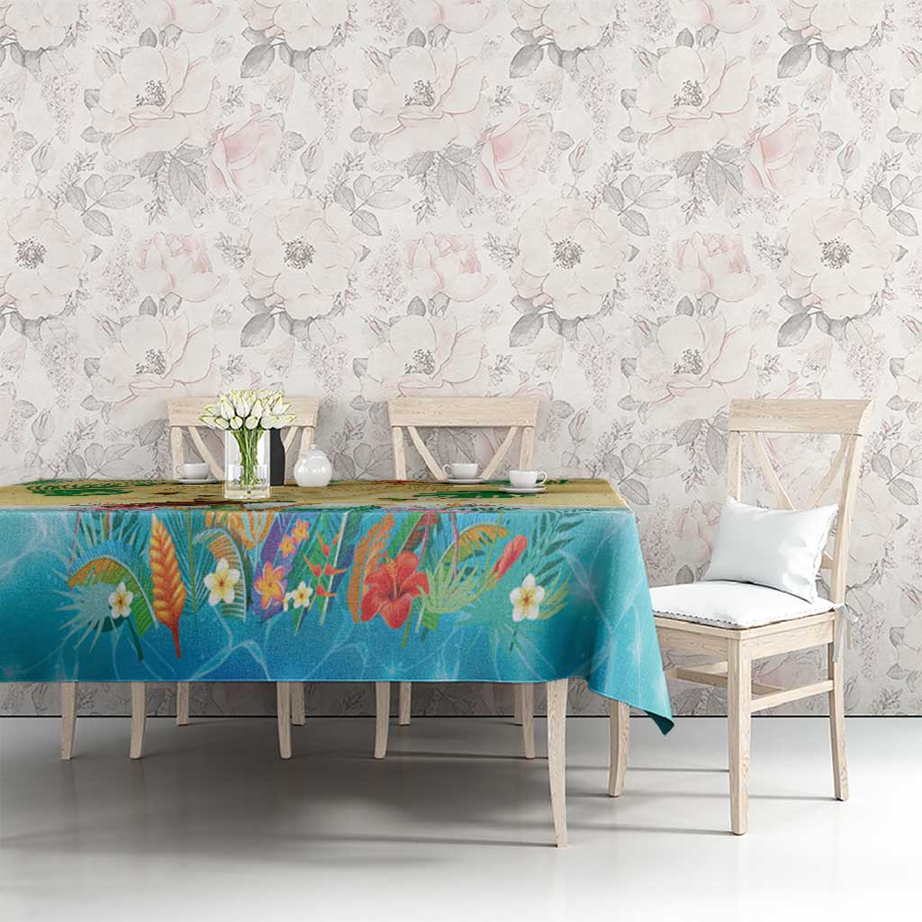 Hawaiian Alohawaii Tablecloth Tropical Plants and Animals on The Beach - Polynesian Pride
