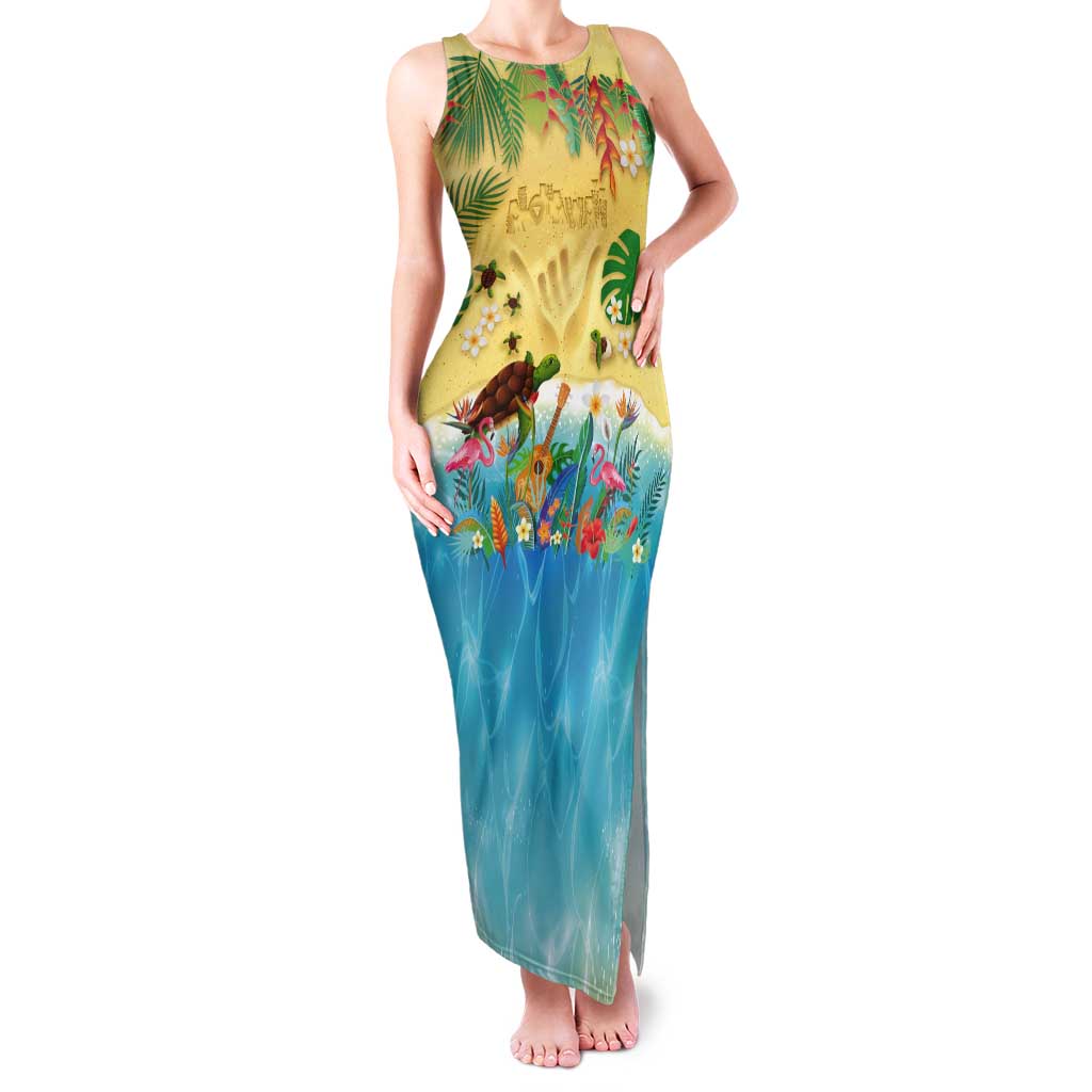 Hawaiian Alohawaii Tank Maxi Dress Tropical Plants and Animals on The Beach LT03 Women Multicolor - Polynesian Pride