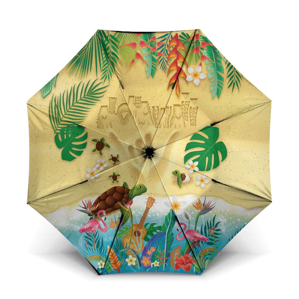 Hawaiian Alohawaii Umbrella Tropical Plants and Animals on The Beach LT03 One Size Folded 11.42 inch Opened Diameter 37.4 inch Multicolor - Polynesian Pride
