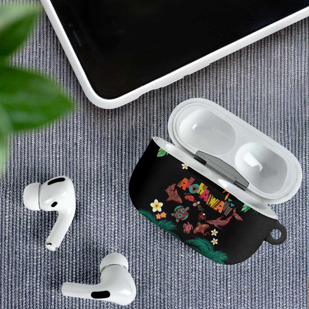 Hawaiian Alohawaii AirPods Case Tribal Sea Animals Tattoo and Tropical Plants - Polynesian Pride