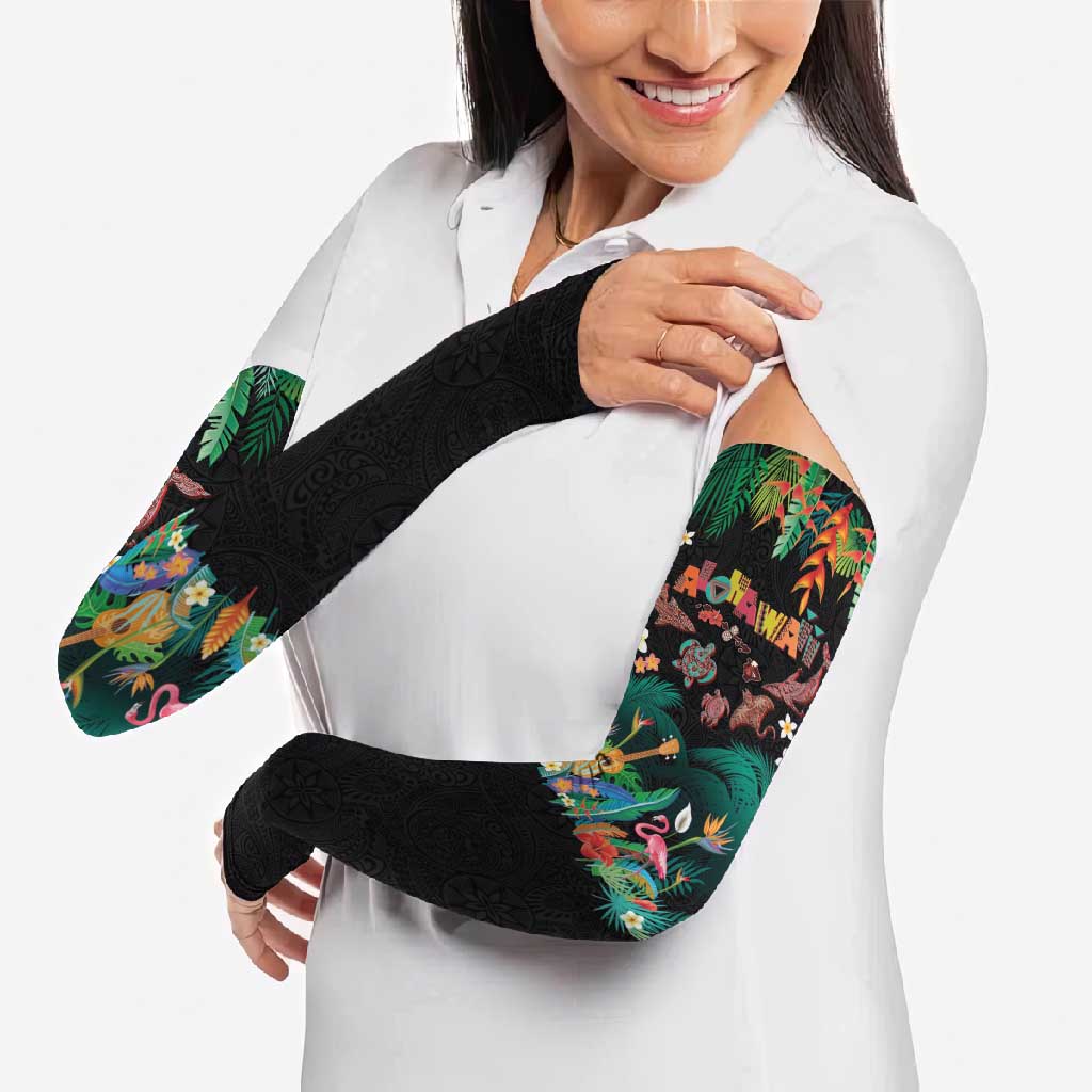 Hawaiian Alohawaii Arm Sleeves Tribal Sea Animals Tattoo and Tropical Plants - Polynesian Pride