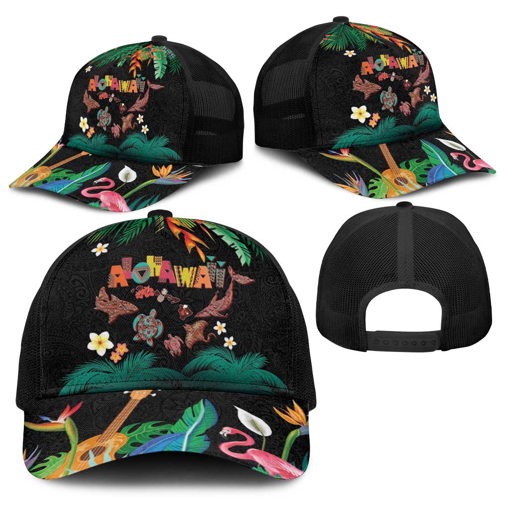 Hawaiian Alohawaii Baseball Net Cap Tribal Sea Animals Tattoo and Tropical Plants LT03 - Polynesian Pride