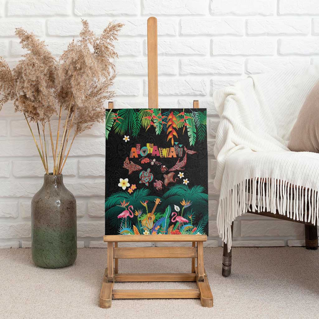 Hawaiian Alohawaii Canvas Wall Art Tribal Sea Animals Tattoo and Tropical Plants - Polynesian Pride