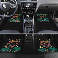 Hawaiian Alohawaii Car Mats Tribal Sea Animals Tattoo and Tropical Plants LT03 Set 4pcs Black - Polynesian Pride