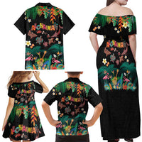 Hawaiian Alohawaii Family Matching Off Shoulder Maxi Dress and Hawaiian Shirt Tribal Sea Animals Tattoo and Tropical Plants - Polynesian Pride