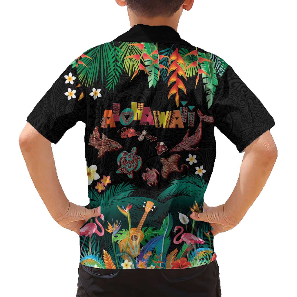 Hawaiian Alohawaii Family Matching Summer Maxi Dress and Hawaiian Shirt Tribal Sea Animals Tattoo and Tropical Plants LT03 - Polynesian Pride