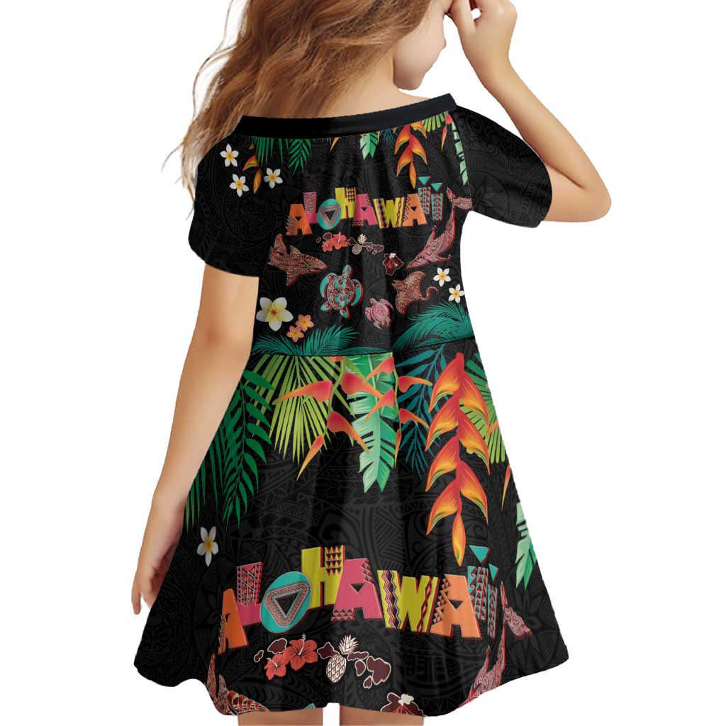 Hawaiian Alohawaii Family Matching Summer Maxi Dress and Hawaiian Shirt Tribal Sea Animals Tattoo and Tropical Plants LT03 - Polynesian Pride