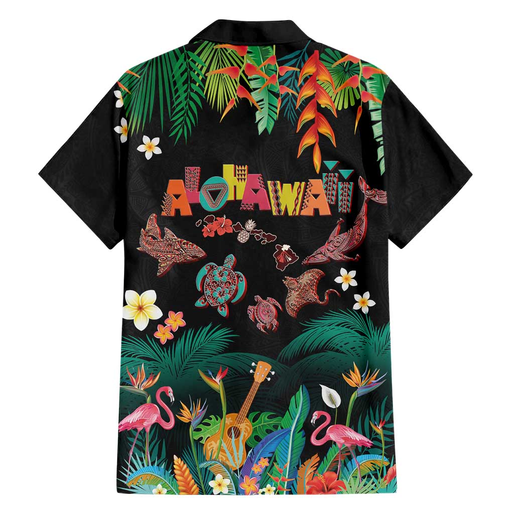 Hawaiian Alohawaii Family Matching Tank Maxi Dress and Hawaiian Shirt Tribal Sea Animals Tattoo and Tropical Plants LT03 - Polynesian Pride
