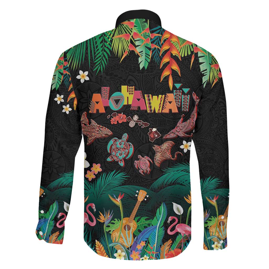 Hawaiian Alohawaii Family Matching Tank Maxi Dress and Hawaiian Shirt Tribal Sea Animals Tattoo and Tropical Plants LT03 - Polynesian Pride