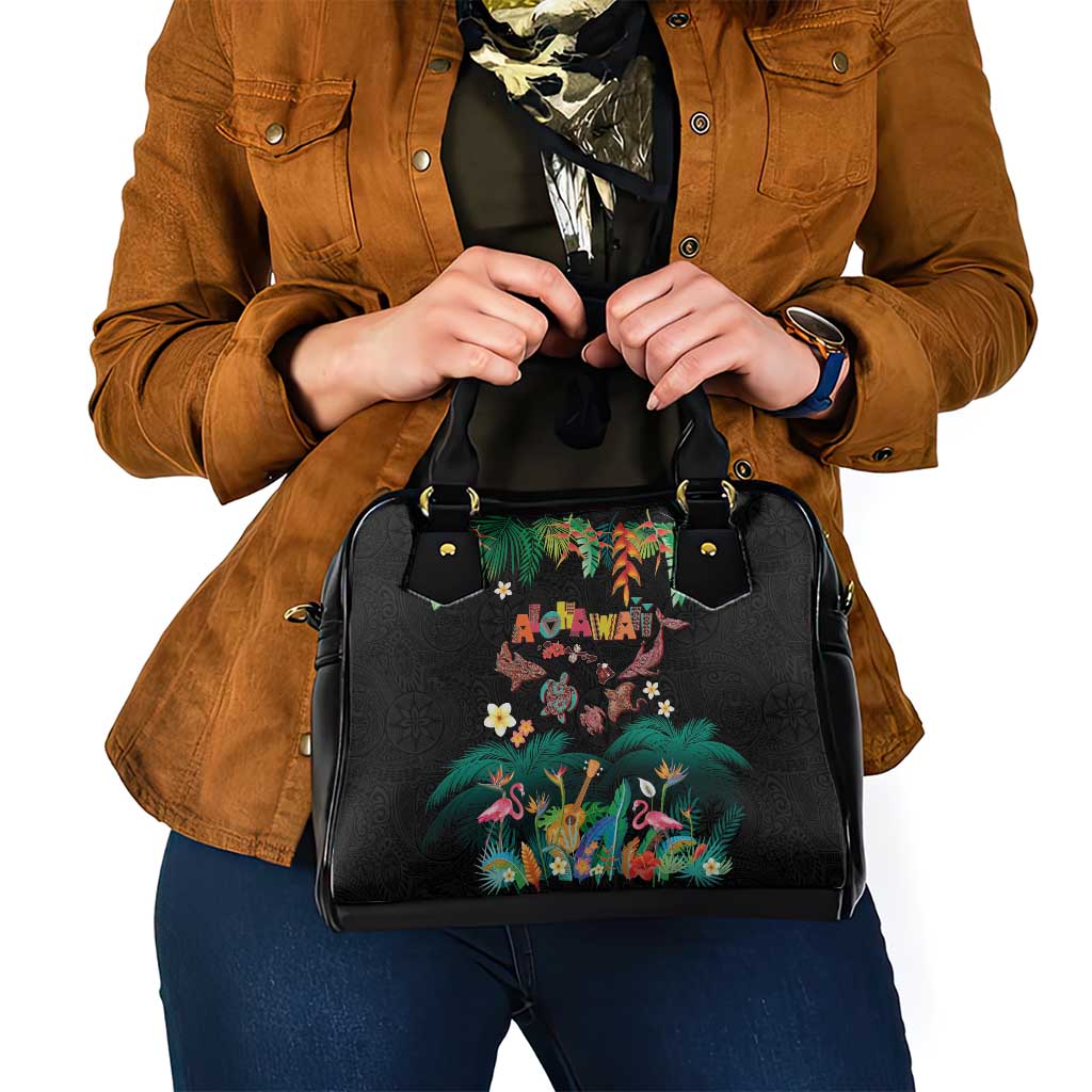 Hawaiian Alohawaii Shoulder Handbag Tribal Sea Animals Tattoo and Tropical Plants - Polynesian Pride
