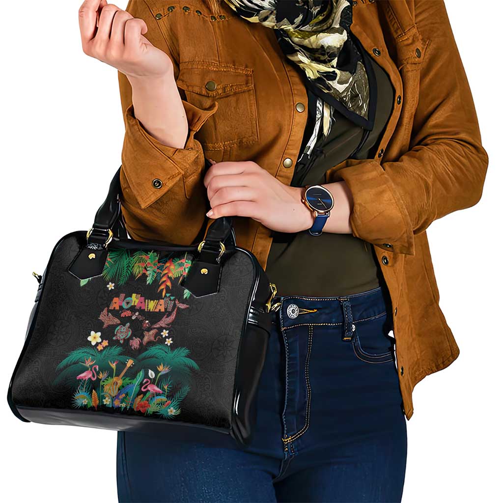 Hawaiian Alohawaii Shoulder Handbag Tribal Sea Animals Tattoo and Tropical Plants - Polynesian Pride