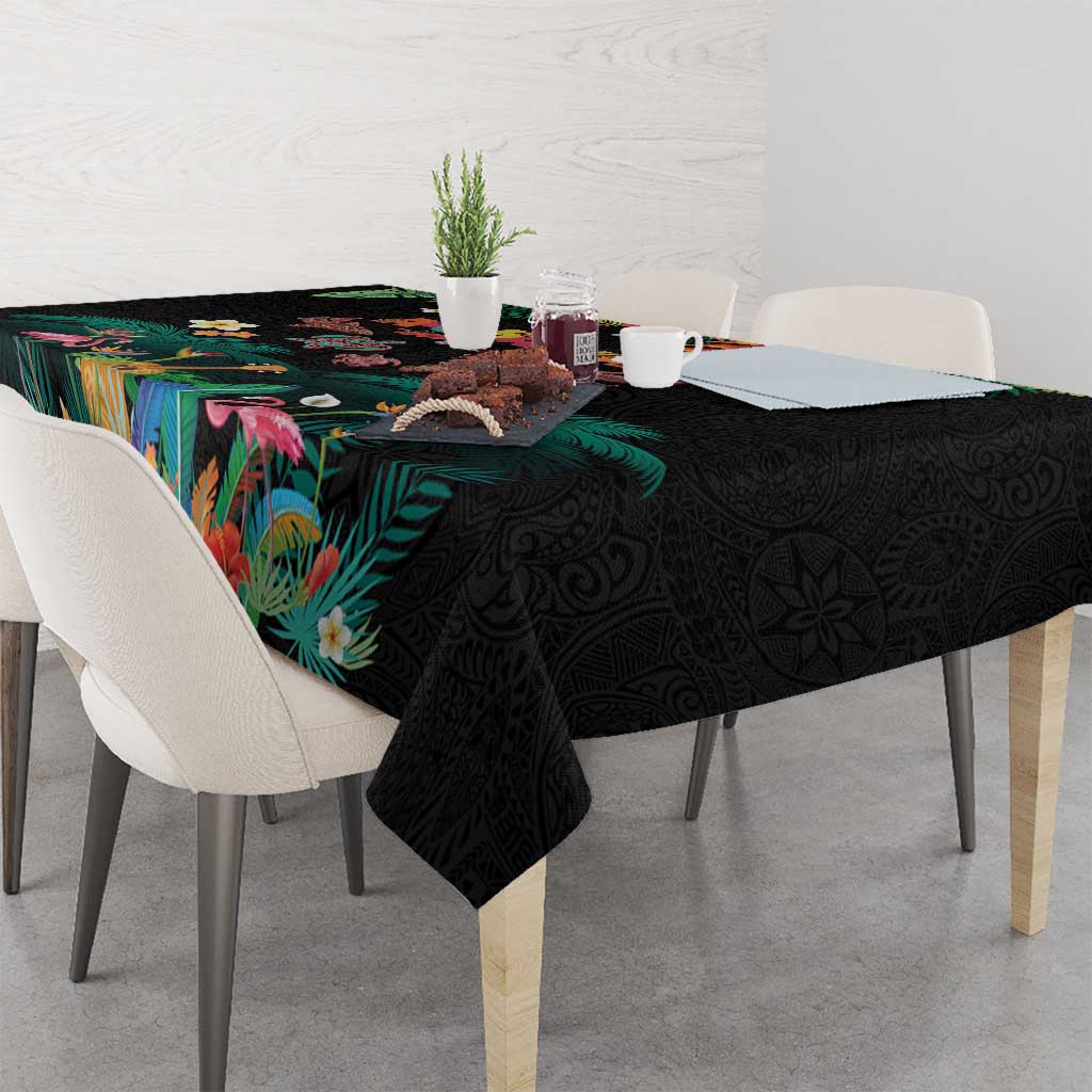 Hawaiian Alohawaii Tablecloth Tribal Sea Animals Tattoo and Tropical Plants LT03 - Polynesian Pride