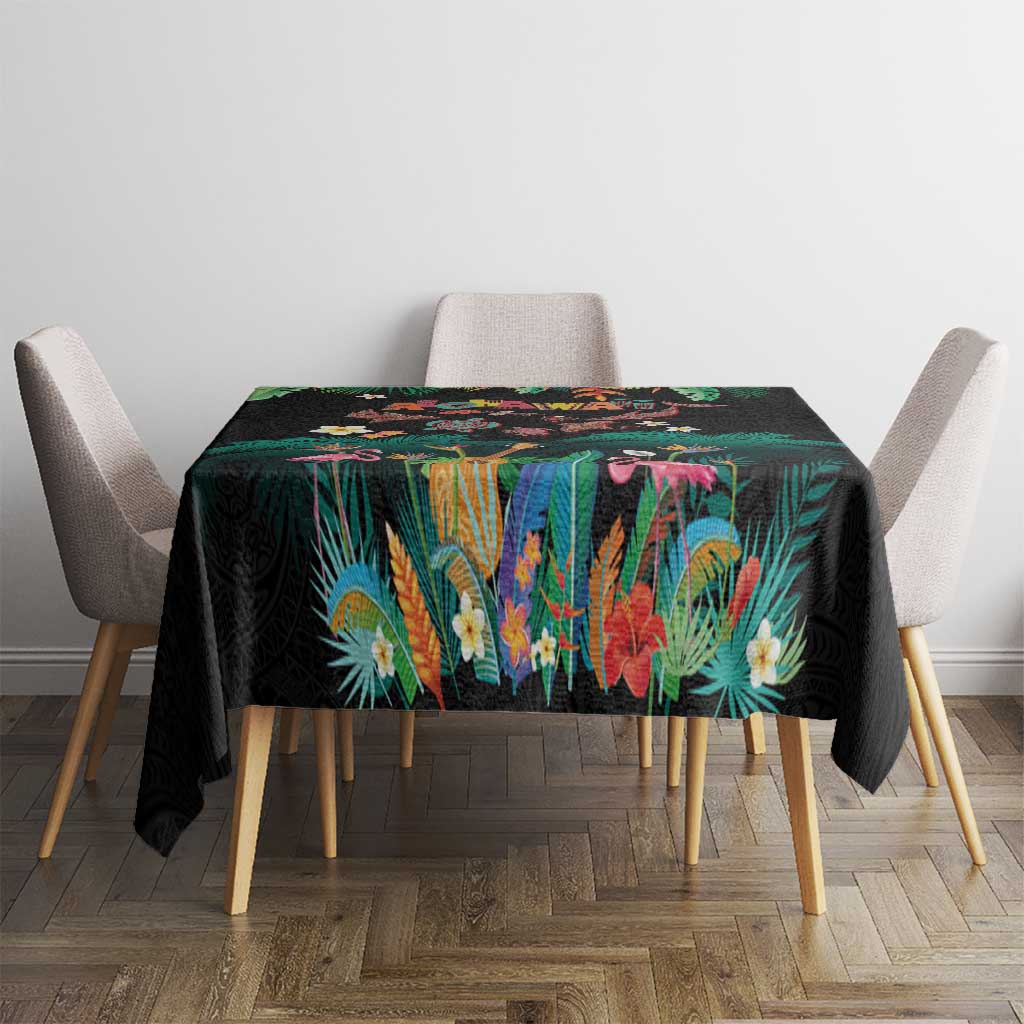 Hawaiian Alohawaii Tablecloth Tribal Sea Animals Tattoo and Tropical Plants LT03 - Polynesian Pride