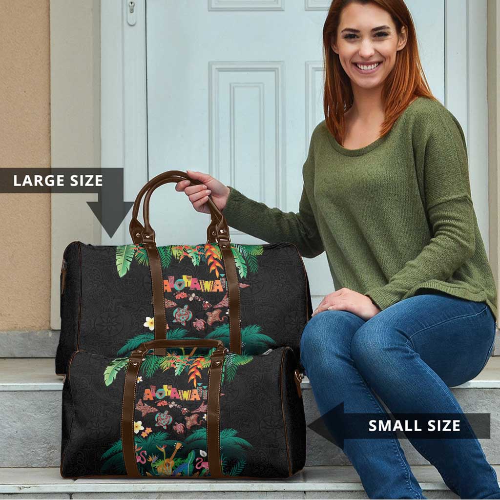 Hawaiian Alohawaii Travel Bag Tribal Sea Animals Tattoo and Tropical Plants - Polynesian Pride