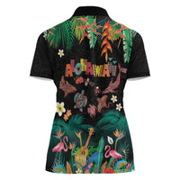 Hawaiian Alohawaii Women Polo Shirt Tribal Sea Animals Tattoo and Tropical Plants - Polynesian Pride