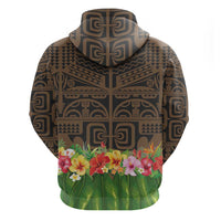 Hawaiian Hula Costume Hoodie Tribal Tattoo and Tropical Plants Skirt - Polynesian Pride