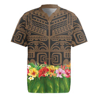 Hawaiian Hula Costume Rugby Jersey Tribal Tattoo and Tropical Plants Skirt LT03 Brown - Polynesian Pride