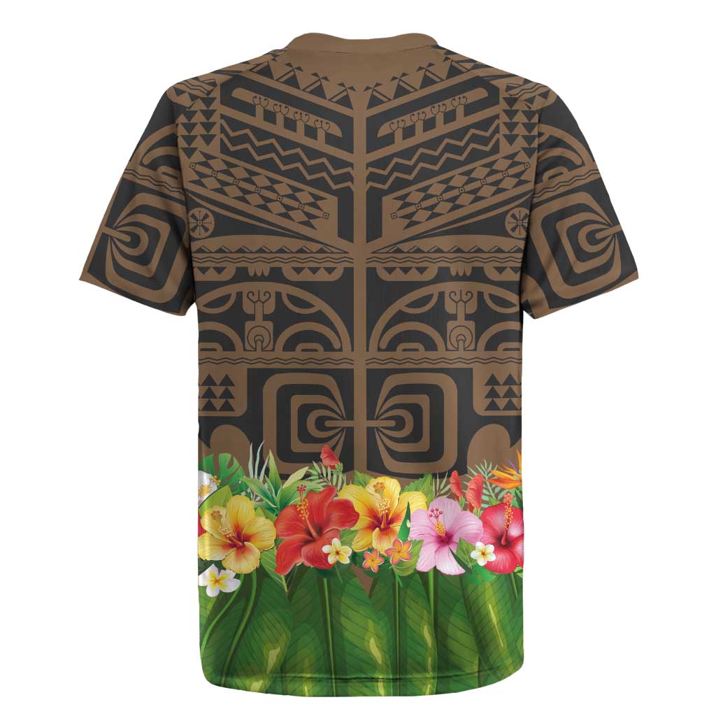 Hawaiian Hula Costume Rugby Jersey Tribal Tattoo and Tropical Plants Skirt LT03 - Polynesian Pride