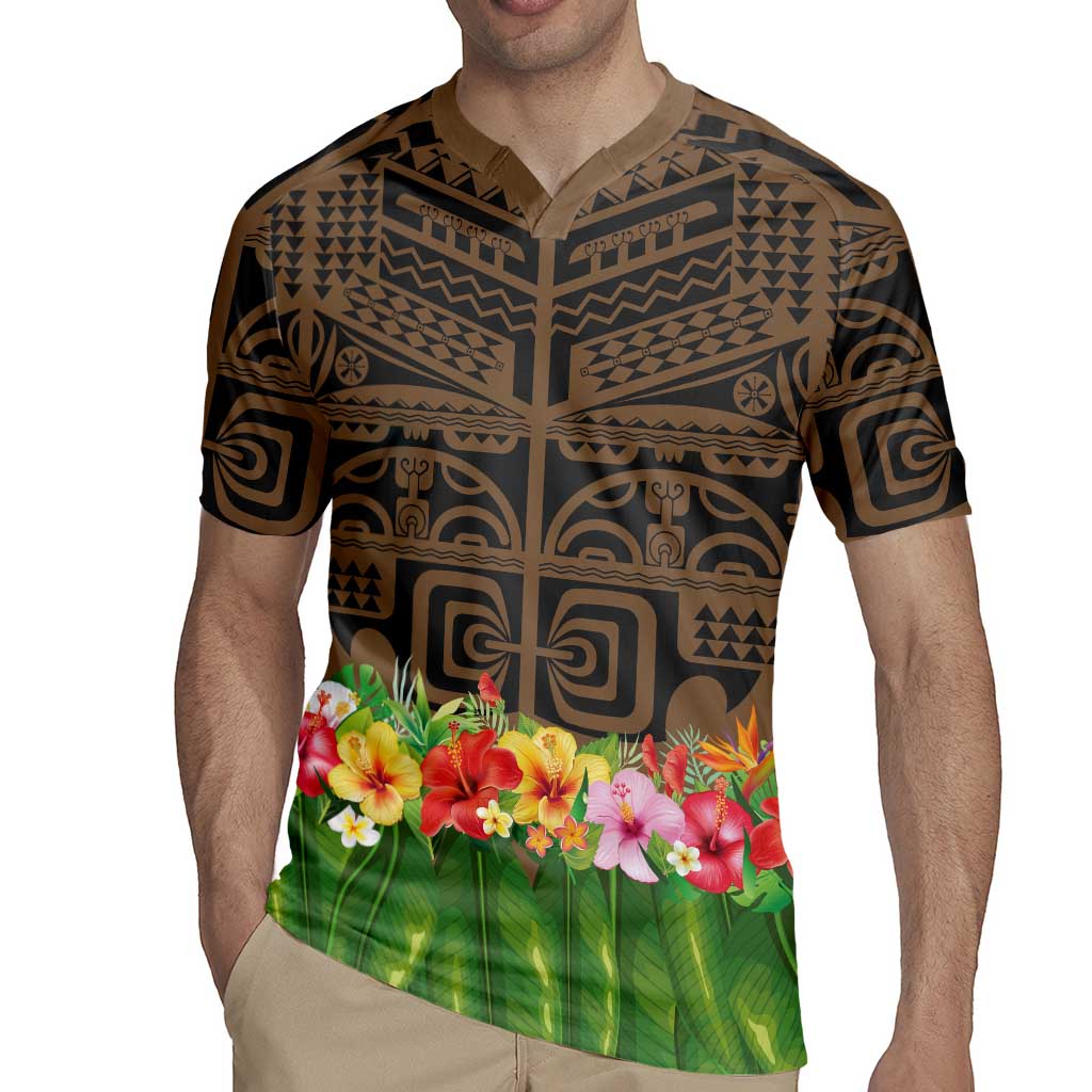 Hawaiian Hula Costume Rugby Jersey Tribal Tattoo and Tropical Plants Skirt LT03 - Polynesian Pride