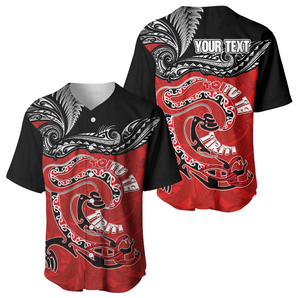 Personalised Aotearoa Toitu Te Tiriti Baseball Jersey Taniwha Tribal Motifs