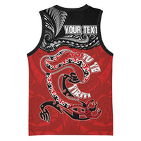 Personalised Aotearoa Toitu Te Tiriti Basketball Jersey Taniwha Tribal Motifs