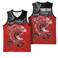 Personalised Aotearoa Toitu Te Tiriti Basketball Jersey Taniwha Tribal Motifs
