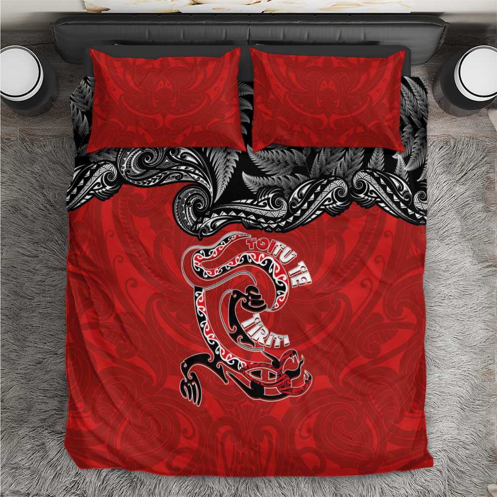 Aotearoa Toitu Te Tiriti Bedding Set Taniwha Tribal Motifs