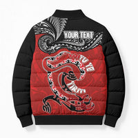 Personalised Aotearoa Toitu Te Tiriti Bomber Puffer Jacket Taniwha Tribal Motifs