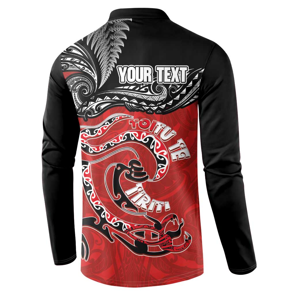 Personalised Aotearoa Toitu Te Tiriti Button Sweatshirt Taniwha Tribal Motifs LT03 - Polynesian Pride