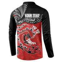 Personalised Aotearoa Toitu Te Tiriti Button Sweatshirt Taniwha Tribal Motifs LT03 - Polynesian Pride