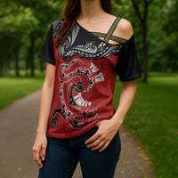 Personalised Aotearoa Toitu Te Tiriti Cross Shoulder Shirt Taniwha Tribal Motifs
