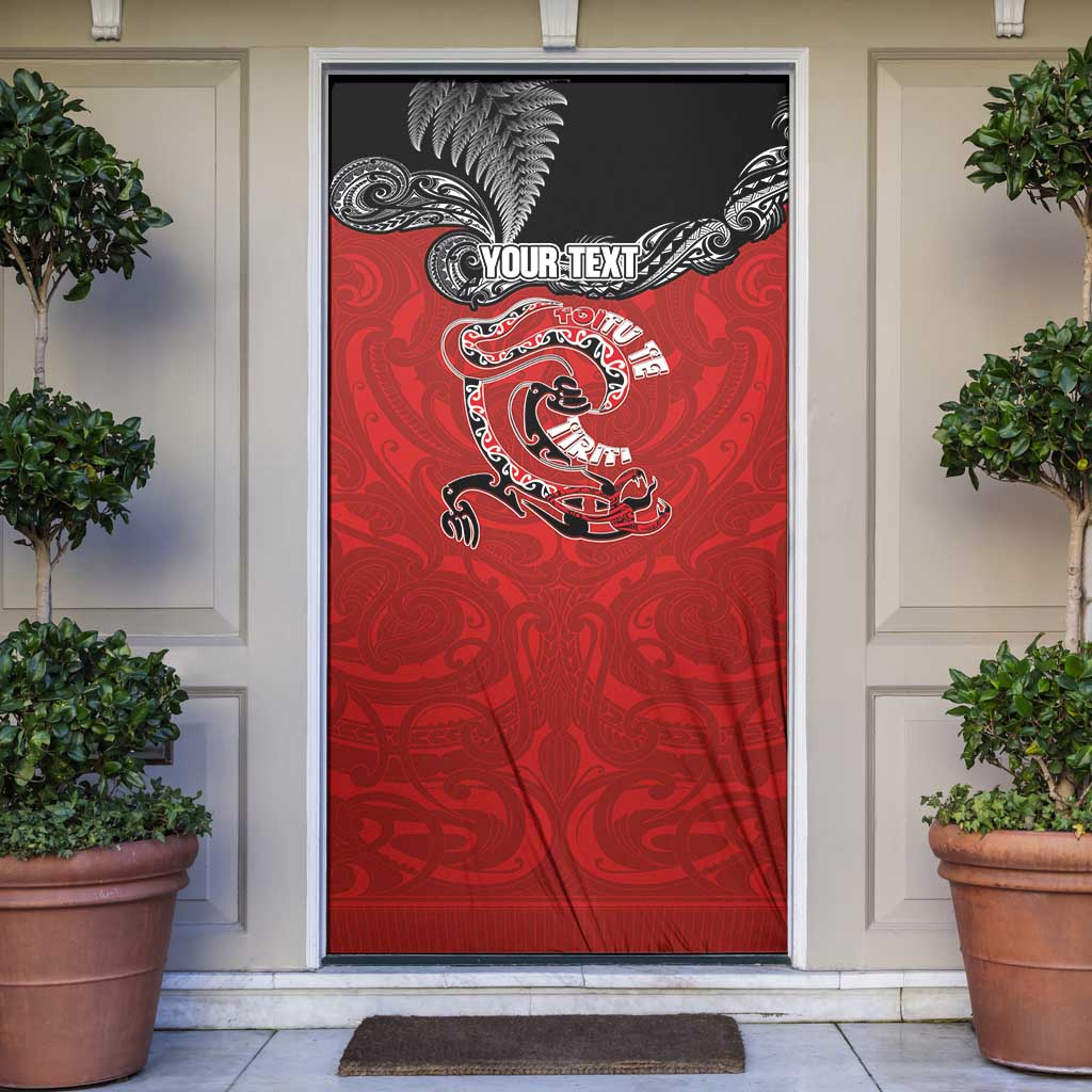 Personalised Aotearoa Toitu Te Tiriti Door Cover Taniwha Tribal Motifs
