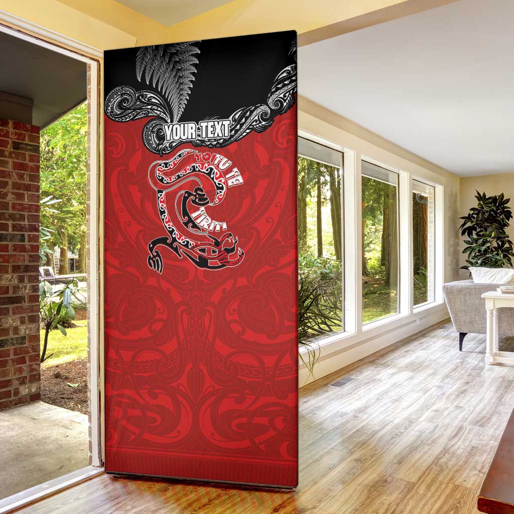 Personalised Aotearoa Toitu Te Tiriti Door Cover Taniwha Tribal Motifs