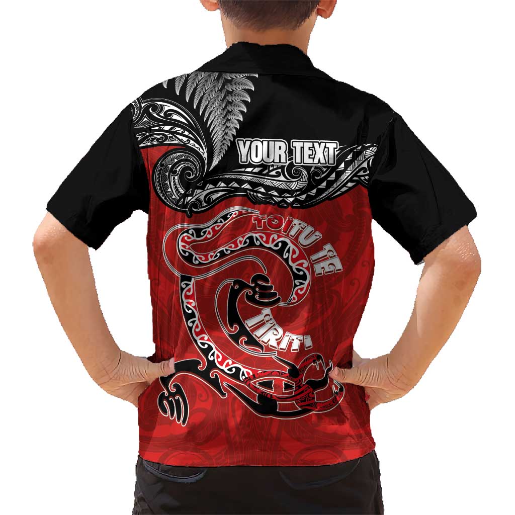 Personalised Aotearoa Toitu Te Tiriti Family Matching Short Sleeve Bodycon Dress and Hawaiian Shirt Taniwha Tribal Motifs LT03 - Polynesian Pride