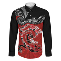 Personalised Aotearoa Toitu Te Tiriti Family Matching Short Sleeve Bodycon Dress and Hawaiian Shirt Taniwha Tribal Motifs LT03 Dad's Shirt - Long Sleeve Multicolor - Polynesian Pride