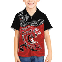 Personalised Aotearoa Toitu Te Tiriti Family Matching Short Sleeve Bodycon Dress and Hawaiian Shirt Taniwha Tribal Motifs LT03 Son's Shirt Multicolor - Polynesian Pride