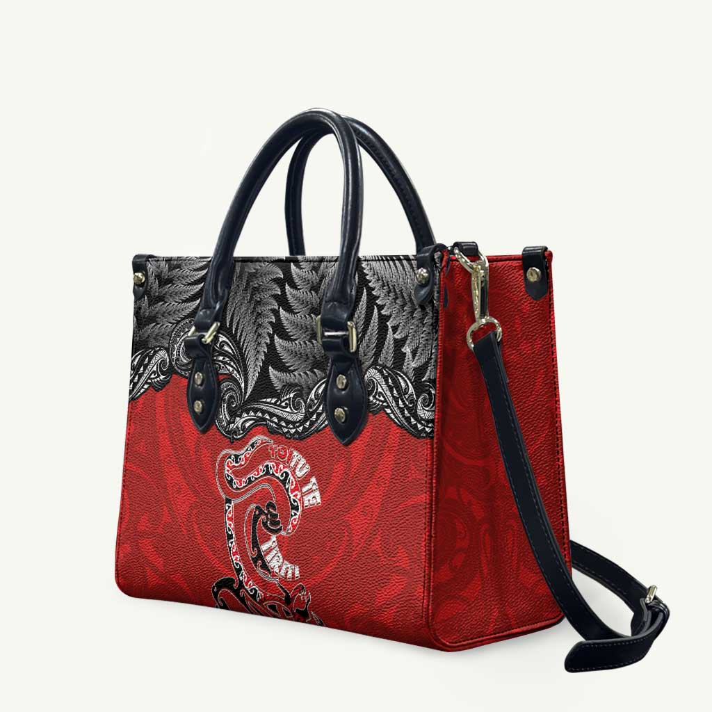 Aotearoa Toitu Te Tiriti Leather Bag Taniwha Tribal Motifs