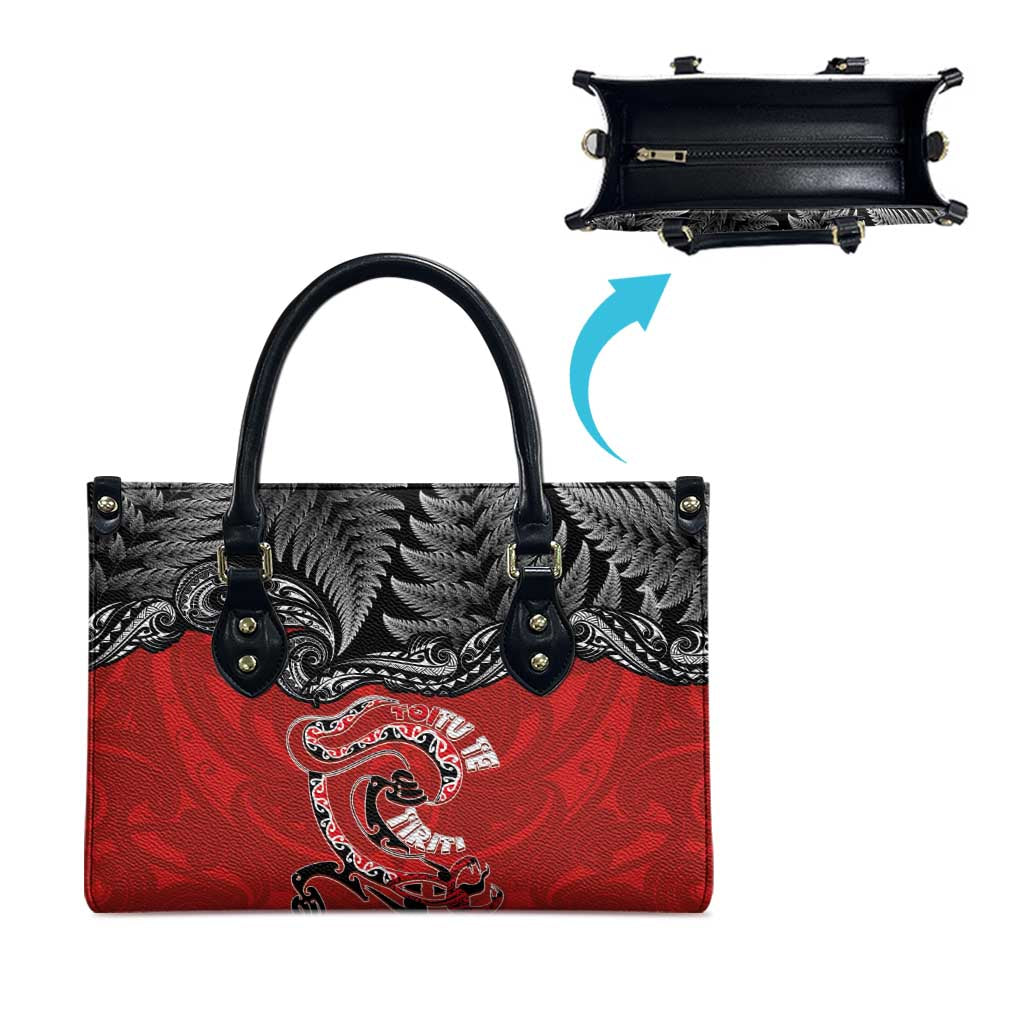 Aotearoa Toitu Te Tiriti Leather Bag Taniwha Tribal Motifs