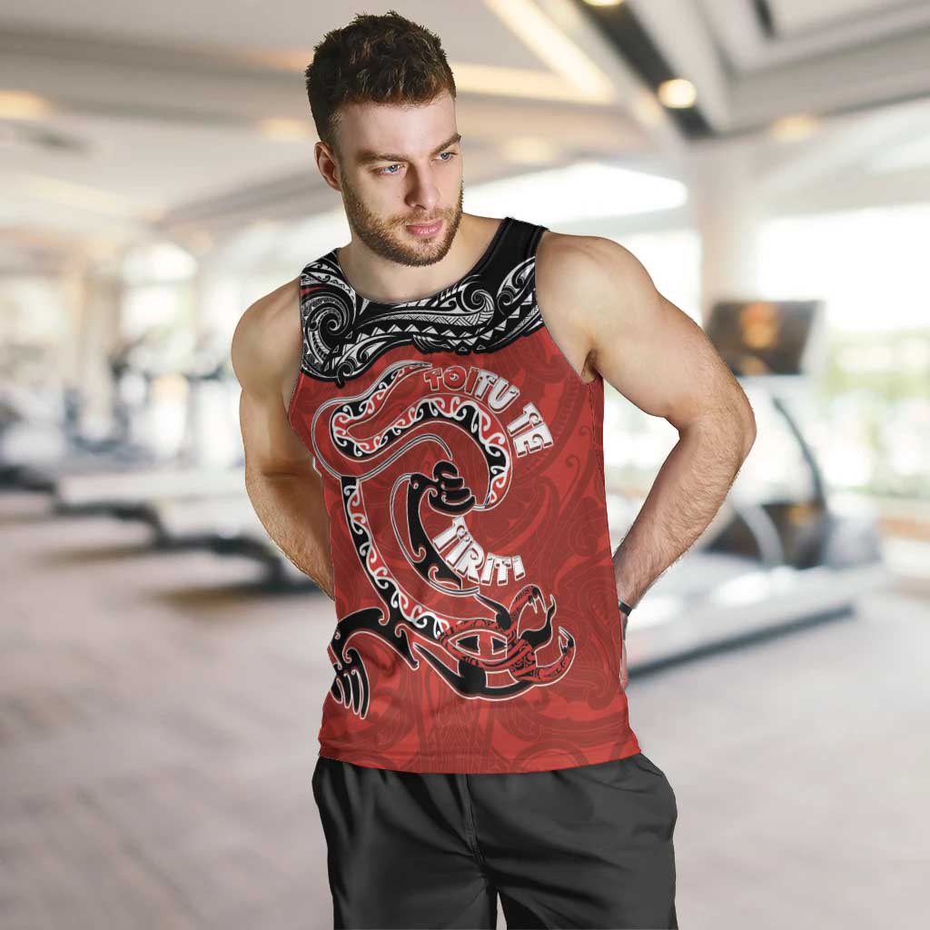 Personalised Aotearoa Toitu Te Tiriti Men Tank Top Taniwha Tribal Motifs LT03 Multicolor - Polynesian Pride
