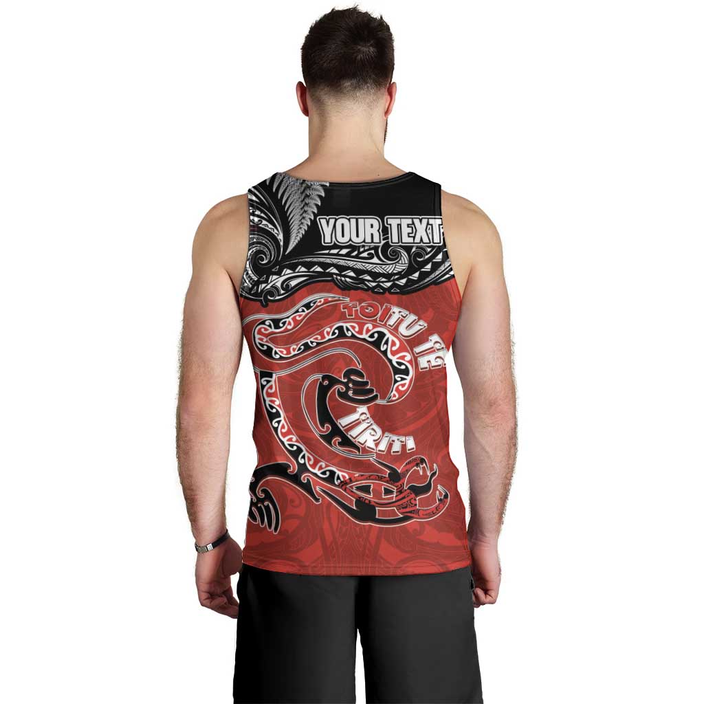 Personalised Aotearoa Toitu Te Tiriti Men Tank Top Taniwha Tribal Motifs LT03 - Polynesian Pride